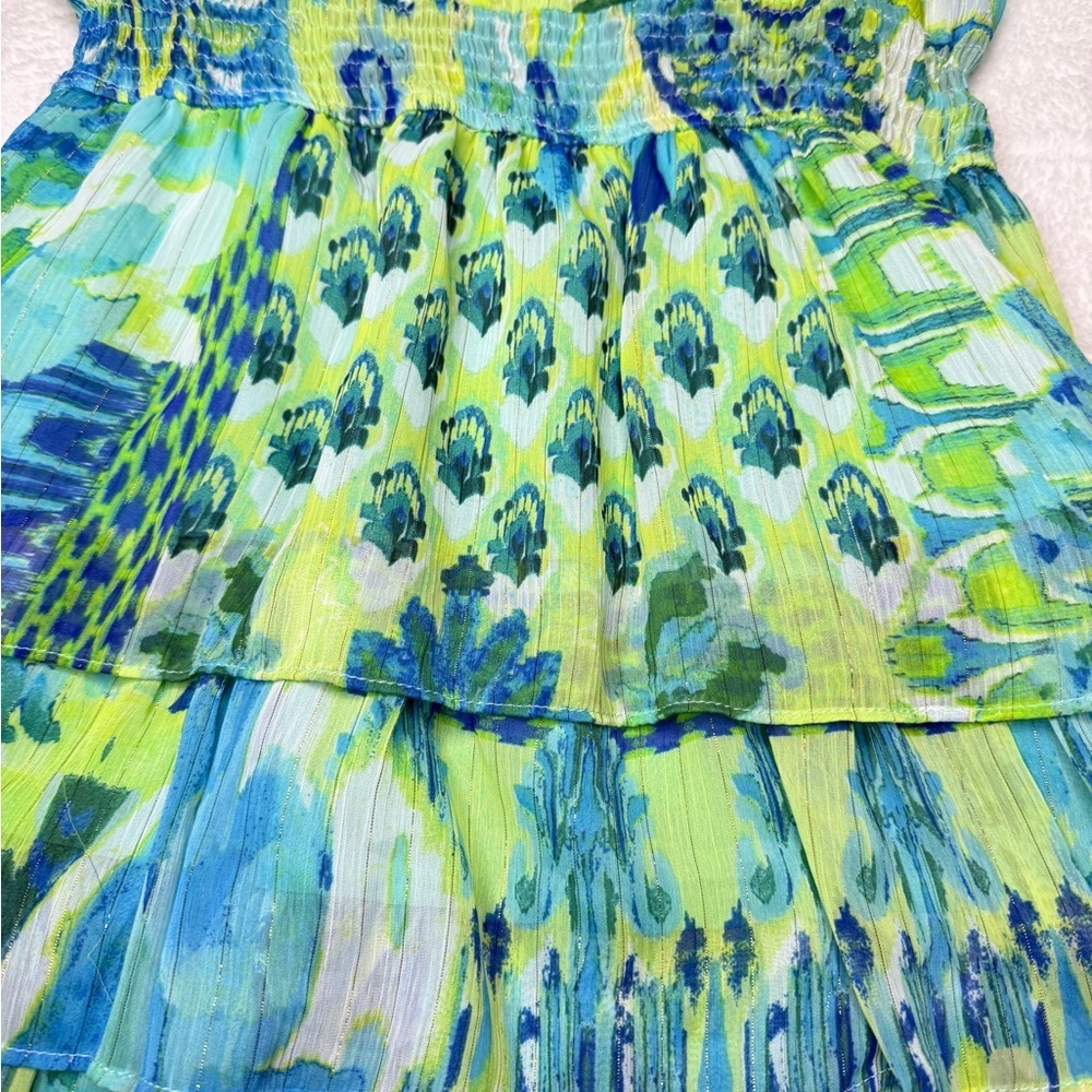Zara Size Small Floral Blue and Green Women's Dress - Picture 6 of 8
